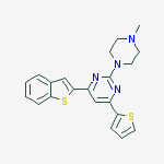 PYRIMIDINE, 4-BENZO[B]THIOPHEN-2-YL-2-(4-METHYL-1-PIPERAZINYL)-6-(2-THIENYL)-