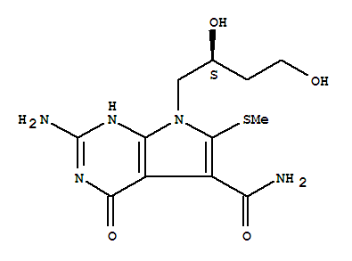 1H-Pyrrolo(2,3-d)pyrimidine-5-carboxamide, 2-amino-7-(2,4-dihydroxybutyl)-4,7-dihydro-6-(methylthio)-4-oxo-, (S)-