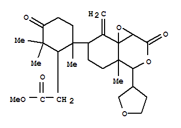 Cyclohexaneacetic acid,2,2,6-trimethyl-6-[octahydro-4a-methyl-8-methylene-2-oxo-4-(tetrahydro-3-furanyl)oxireno[d][2]benzopyran-7-yl]-3-oxo-,methyl ester (9CI)