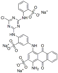trisodium 1-amino-4-[[4-[[4-chloro-6-[(sulphonatophenyl)amino]-1,3,5-triazin-2-yl]amino]-3-sulphonatophenyl]amino]-9,10-dihydro-9,10-dioxoanthracene-2-sulphonate