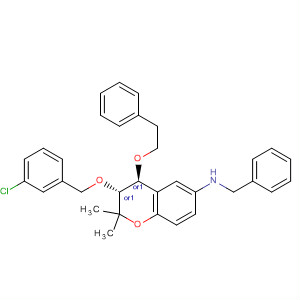 2H-1-Benzopyran-6-amine,3-[(3-chlorophenyl)methoxy]-3,4-dihydro-2,2-dimethyl-4-(2-phenylethoxy)-N-(phenylmethyl)-, (3R,4S)-rel-