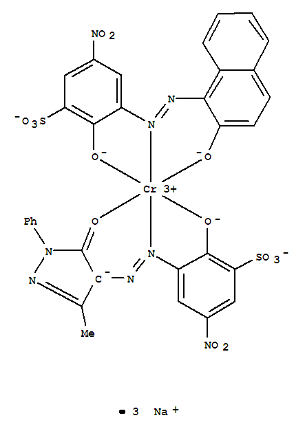 trisodium [3-[(4,5-dihydro-3-methyl-5-oxo-1-phenyl-1H-pyrazol-4-yl)azo]-2-hydroxy-5-nitrobenzenesulphonato(3-)][2-hydroxy-3-[(2-hydroxy-1-naphthyl)azo]-5-nitrobenzenesulphonato(3-)]chromate(3-)