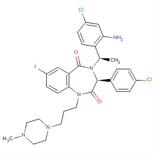 1H-1,4-Benzodiazepine-2,5-dione,4-[(1R)-1-(2-amino-4-chlorophenyl)ethyl]-3-(4-chlorophenyl)-3,4-dihydro-7-iodo-1-[3-(4-methyl-1-piperazinyl)propyl]-, (3S)-