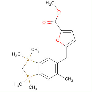 2-Furancarboxylic acid,5-[(2,3-dihydro-1,1,3,3,6-pentamethyl-1H-1,3-disilainden-5-yl)methyl]-,methyl ester