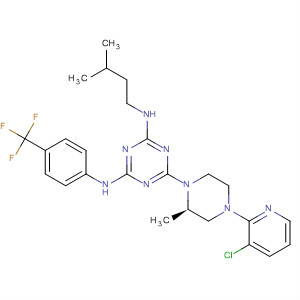 1,3,5-Triazine-2,4-diamine,6-[(2R)-4-(3-chloro-2-pyridinyl)-2-methyl-1-piperazinyl]-N-(3-methylbutyl)-N'-[4-(trifluoromethyl)phenyl]-