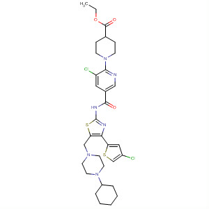 4-Piperidinecarboxylic acid,1-[3-chloro-5-[[[4-(4-chloro-2-thienyl)-5-[(4-cyclohexyl-1-piperazinyl)methyl]-2-thiazolyl]amino]carbonyl]-2-pyridinyl]-, ethyl ester