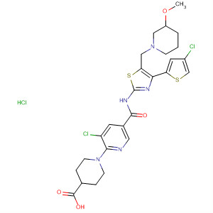 4-Piperidinecarboxylic acid,1-[3-chloro-5-[[[4-(4-chloro-2-thienyl)-5-[(3-methoxy-1-piperidinyl)methyl]-2-thiazolyl]amino]carbonyl]-2-pyridinyl]-, monohydrochloride