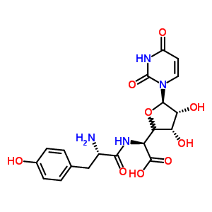(2S)-{[(2S)-2-amino-3-(4-hydroxyphenyl)propanoyl]amino}[(3S,4R,5R)-5-(2,4-dioxo-3,4-dihydropyrimidin-1(2H)-yl)-3,4-dihydroxytetrahydrofuran-2-yl]ethanoic acid 