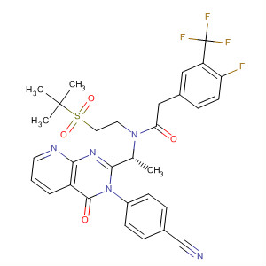 Benzeneacetamide,N-[(1R)-1-[3-(4-cyanophenyl)-3,4-dihydro-4-oxopyrido[2,3-d]pyrimidin-2-yl]ethyl]-N-[2-[(1,1-dimethylethyl)sulfonyl]ethyl]-4-fluoro-3-(trifluoromethyl)-