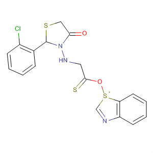 Ethanethioic acid, [[2-(2-chlorophenyl)-4-oxo-3-thiazolidinyl]amino]-,S-2-benzothiazolyl ester