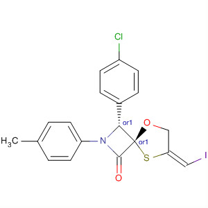 5-Oxa-8-thia-2-azaspiro[3.4]octan-1-one,3-(4-chlorophenyl)-7-(iodomethylene)-2-(4-methylphenyl)-,(3R,4S,7E)-rel-