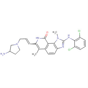 9H-Imidazo[4,5-h]isoquinolin-9-one,7-[3-(3-amino-1-pyrrolidinyl)-1-propenyl]-2-[(2,6-dichlorophenyl)amino]-1,8-dihydro-1,6-dimethyl- molecular structure