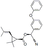 (1R,3S)-3-(2,2-Dimethylethenyl)-2,2-dimethylcyclopropanecarboxylic acid (S)-cyano(3-phenoxyphenyl)methyl ester molecular structure