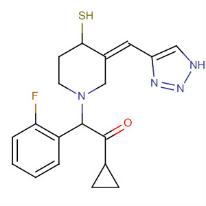Ethanone,1-cyclopropyl-2-(2-fluorophenyl)-2-[(3E)-4-mercapto-3-(1H-1,2,3-triazol-4-ylmethylene)-1-piperidinyl]- molecular structure