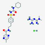 N-[2-[4-(cyclohexylcarbamoylsulfamoyl)phenyl]ethyl]-5-methylpyrazine-2-carboxamide;3-(diaminomethylidene)-1,1-dimethylguanidine;hydrochloride