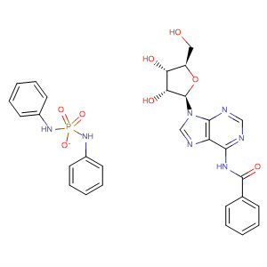 Adenosine, N-benzoyl-, 3'-(N,N'-diphenylphosphorodiamidate) molecular structure